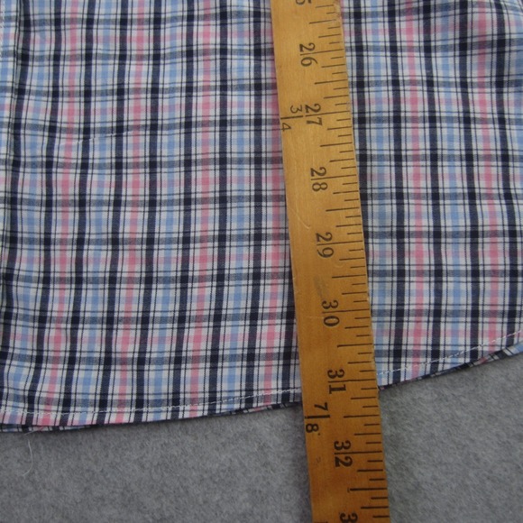PANHANDLE SLIM Shirt Mens 17/35 Blue Pink Plaid‎ Pearl Snap Long Sleeve Western - Picture 9 of 16